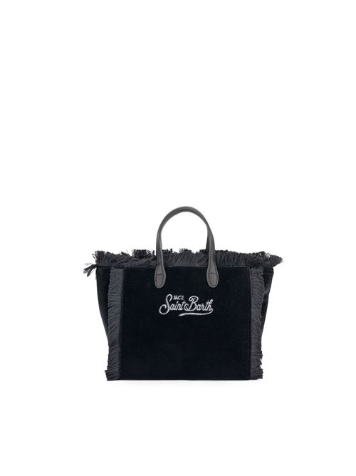 Borsa Vanity Mini in velluto con strass nero Mc2 Saint Barth | VANITY MINI W00504G VELVET STRASS LOGO 00